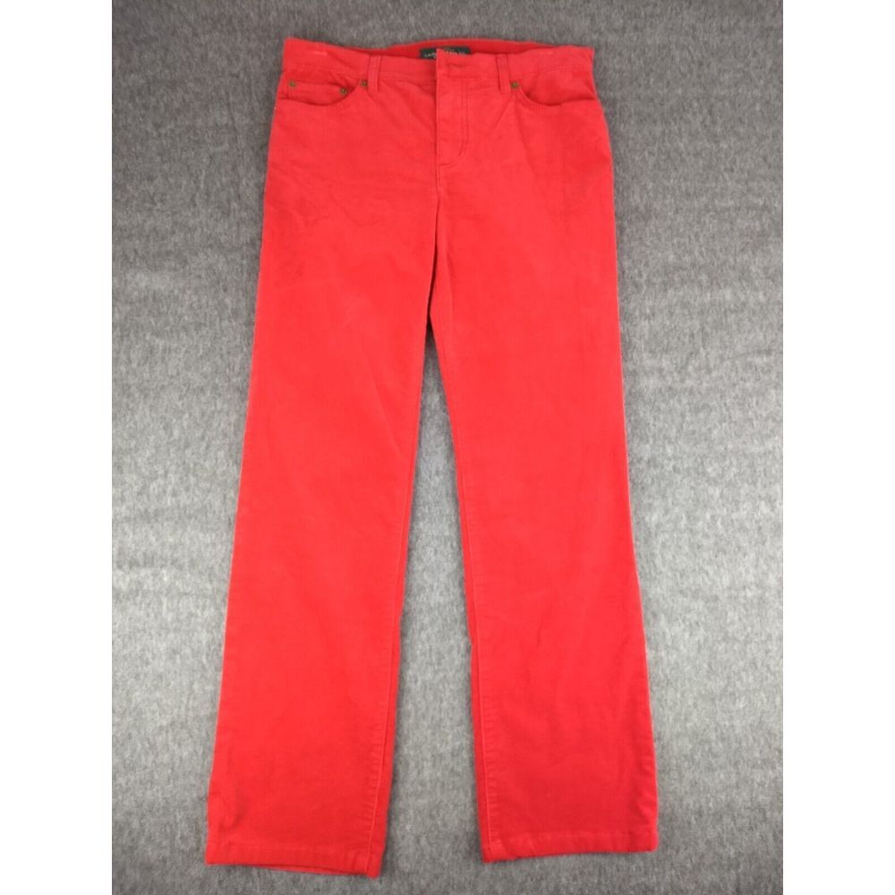 Ralph Lauren Corduroy Pants Red LRL Jeans Womens 8 Classic Straight 5 Pocket